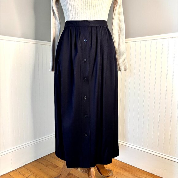 Yves Saint Laurent Dark Navy (almost black) Gaberdine Pencil Skirt - Picture 1 of 11